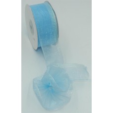 1.5 Inch Lt. Blue Pull Bow Ribbon With 4 Rows of Iridescent Stripe Accents, 1.5 Inch x 25 Yards (Lot of 1 Spool) SALE ITEM